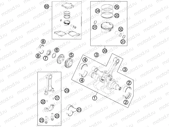 CRANKSHAFT, PISTON