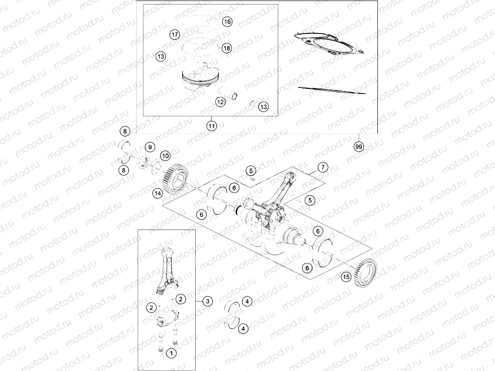 CRANKSHAFT, PISTON
