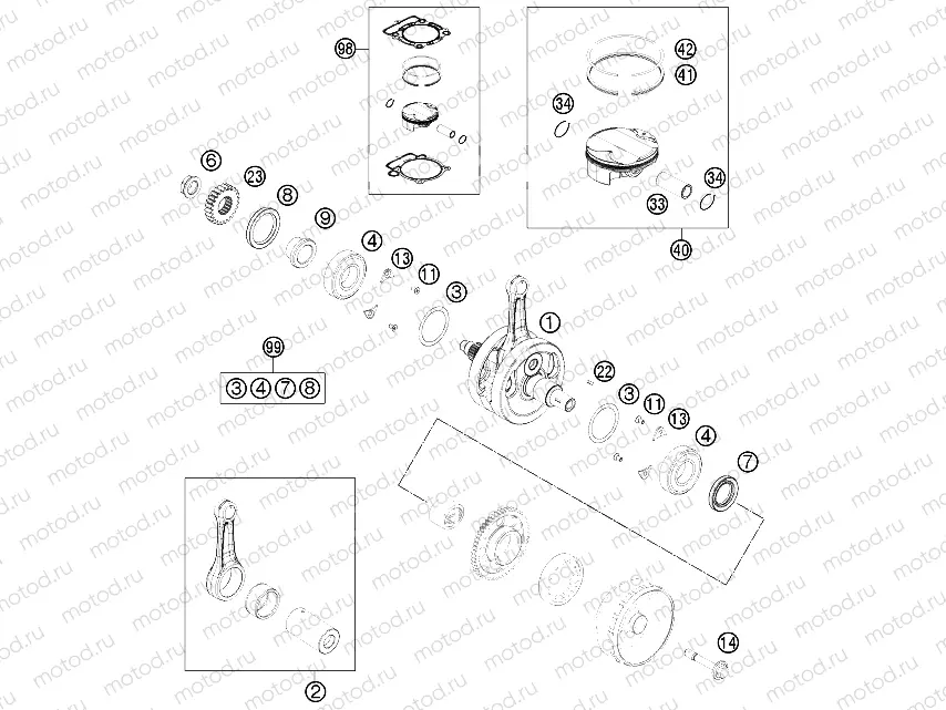 CRANKSHAFT, PISTON