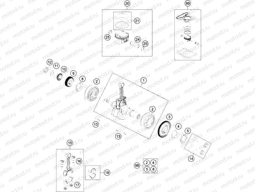 CRANKSHAFT, PISTON