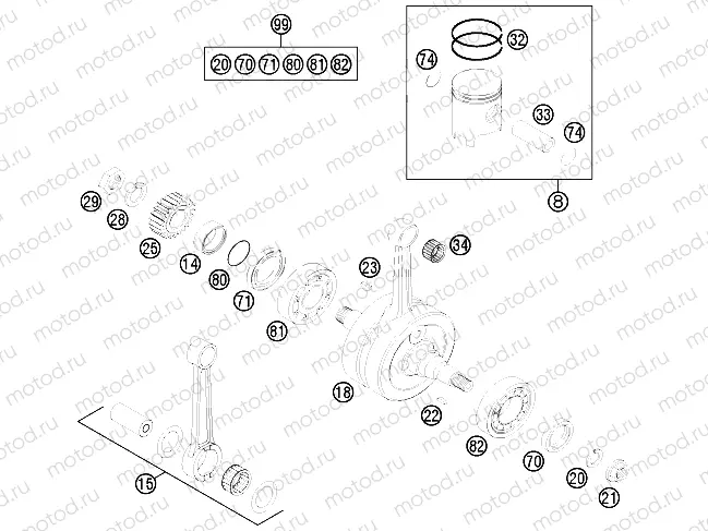 CRANKSHAFT, PISTON