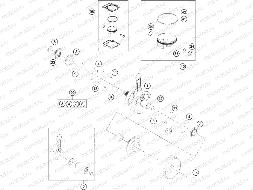 CRANKSHAFT, PISTON
