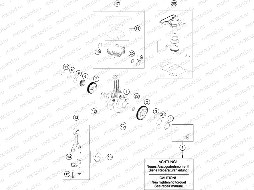 CRANKSHAFT, PISTON