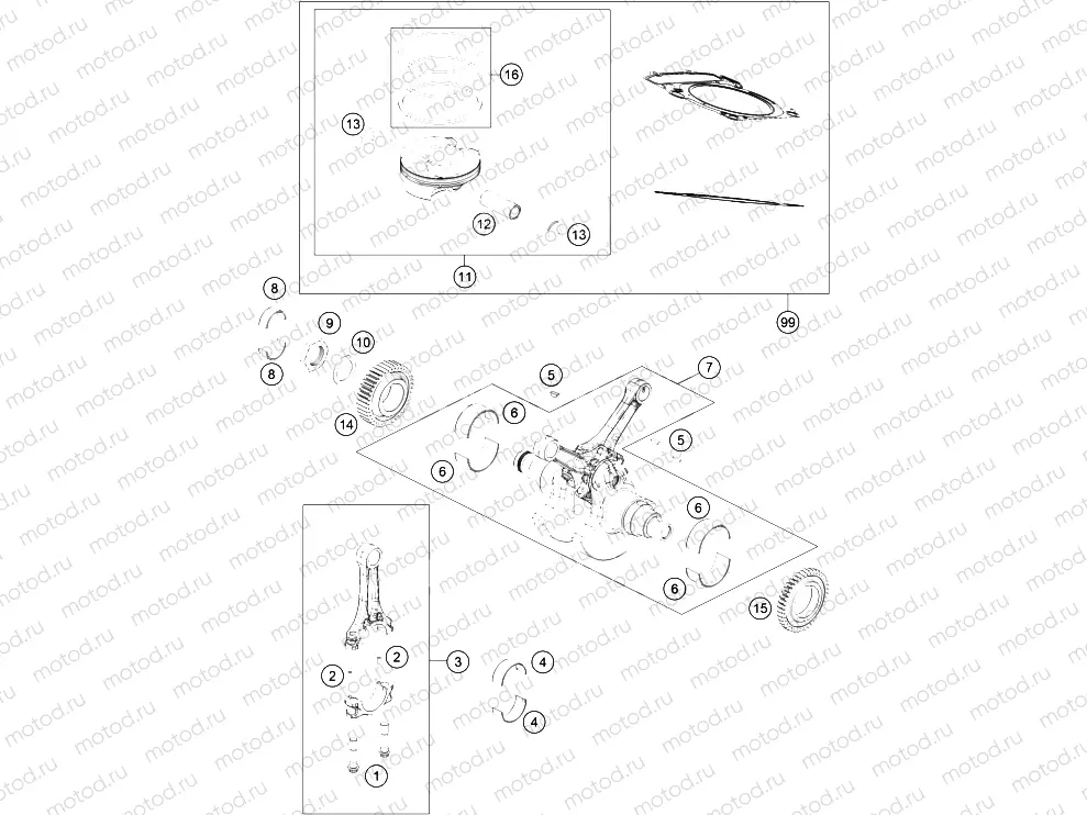CRANKSHAFT, PISTON