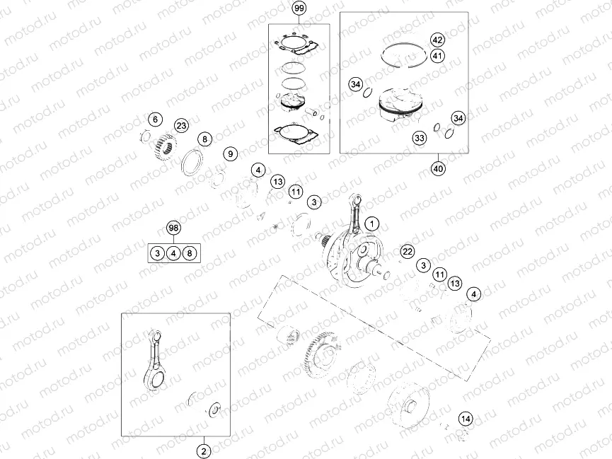 CRANKSHAFT, PISTON
