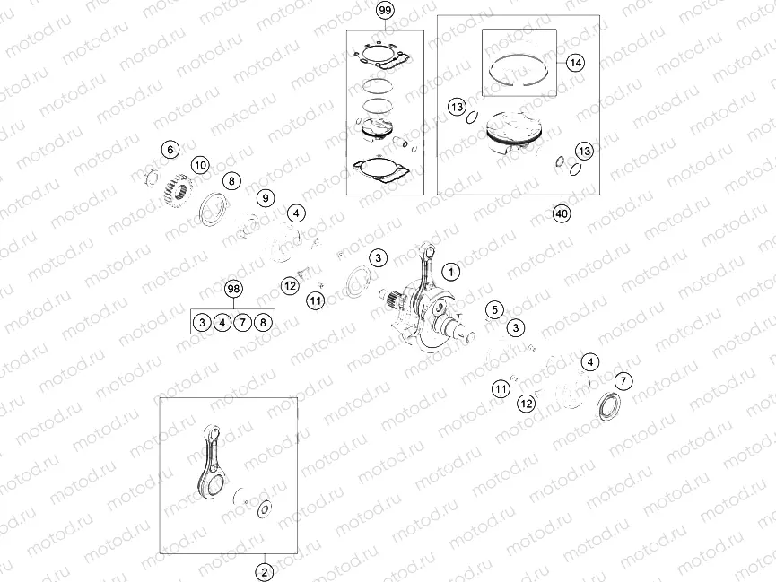 CRANKSHAFT, PISTON
