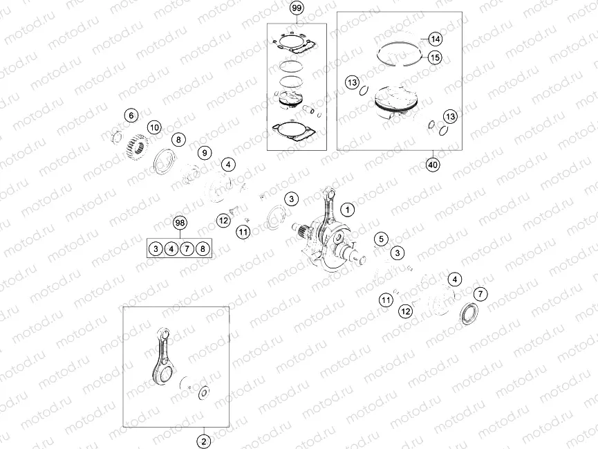 CRANKSHAFT, PISTON