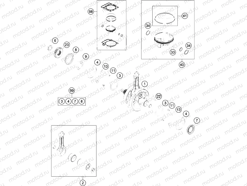 CRANKSHAFT, PISTON