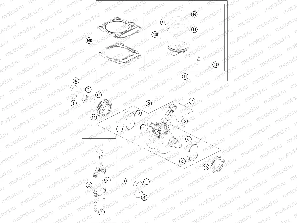 CRANKSHAFT, PISTON