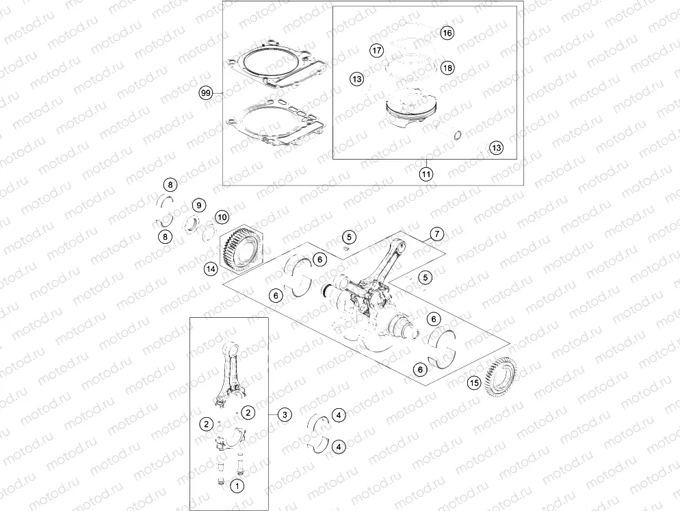 CRANKSHAFT, PISTON