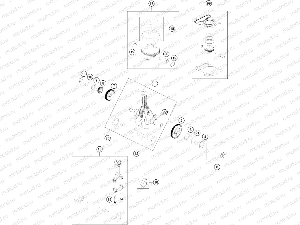 CRANKSHAFT, PISTON