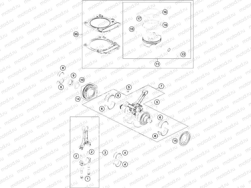 CRANKSHAFT, PISTON