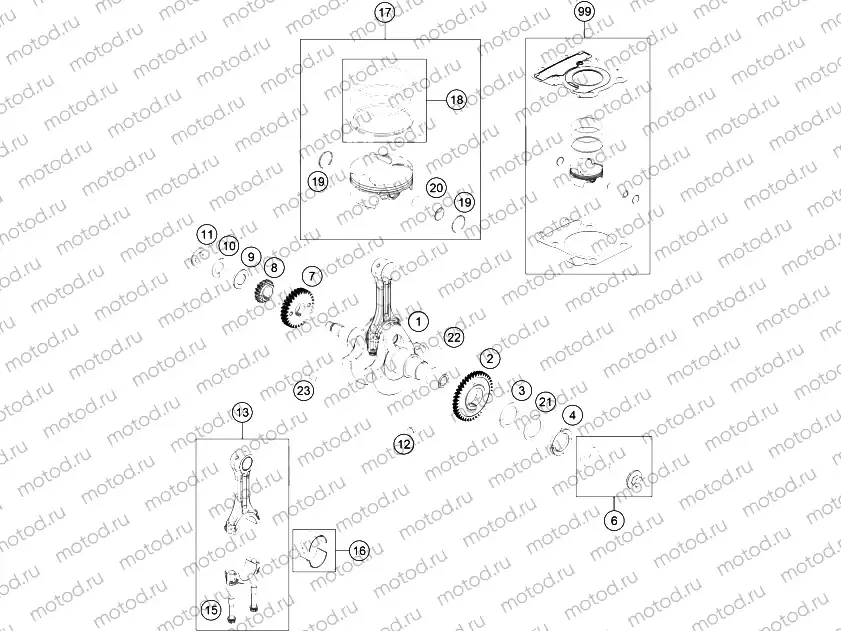 CRANKSHAFT, PISTON