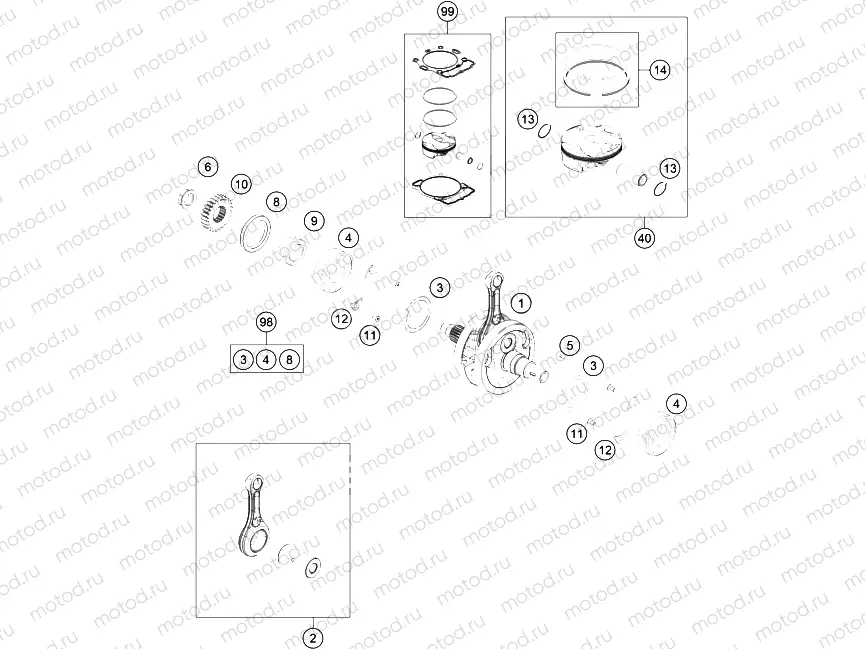 CRANKSHAFT, PISTON