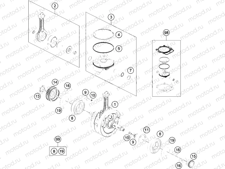 CRANKSHAFT, PISTON