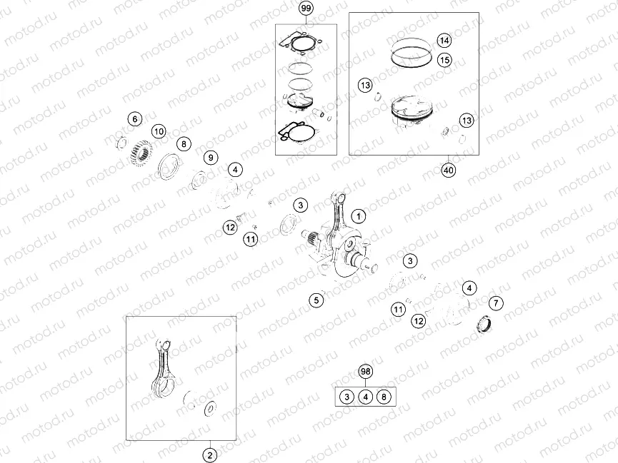CRANKSHAFT, PISTON