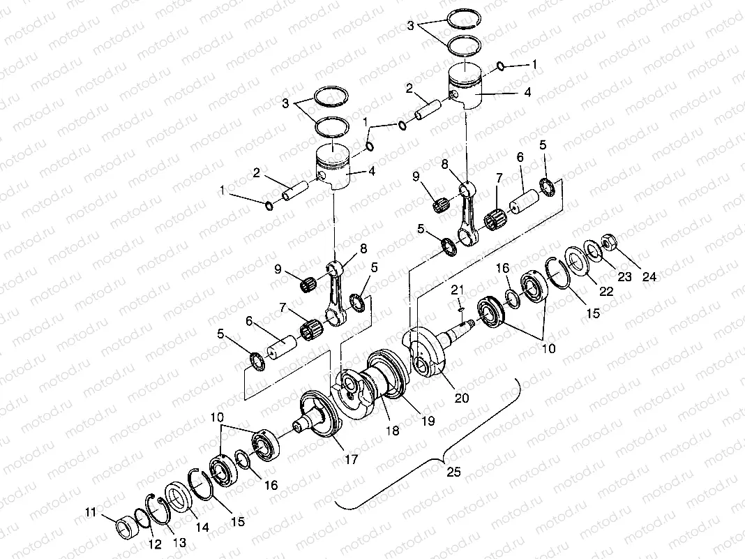 CRANKSHAFT & PISTON SL 700 B964066 and Intl. SL 700 I964066 (4935633563C004) | CRANKSHAFT & PISTON SL 700 B964066 and Intl. SL 700 I964066 (4935633563C004)