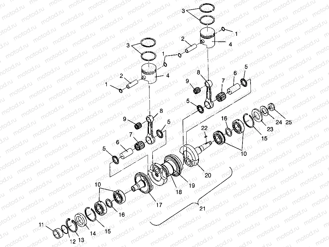 CRANKSHAFT & PISTON  SLT 700 B964166 and  Intl. SLT 700 I964166 (4933923392C001) | CRANKSHAFT & PISTON  SLT 700 B964166 and  Intl. SLT 700 I964166 (4933923392C001)