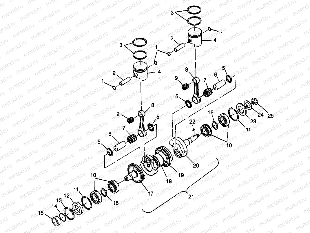 CRANKSHAFT & PISTON SLT 700 B974572 (4941124112C003) | CRANKSHAFT & PISTON SLT 700 B974572 (4941124112C003)