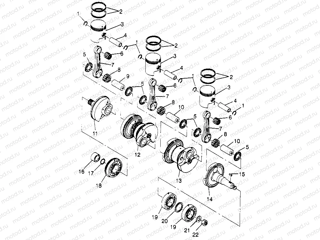 CRANKSHAFT & PISTON SLX 780 B964287 and  Intl. SLX 780 I964287 (4937443744C003) | CRANKSHAFT & PISTON SLX 780 B964287 and  Intl. SLX 780 I964287 (4937443744C003)