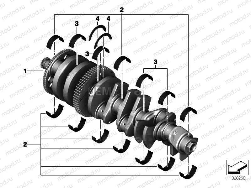 CRANKSHAFT WITH BEARING SHELLS
