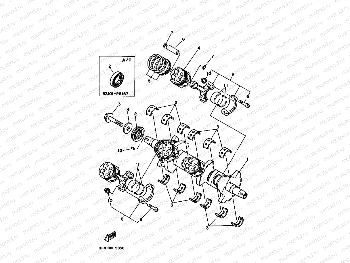 Crankshiyaft. Piston