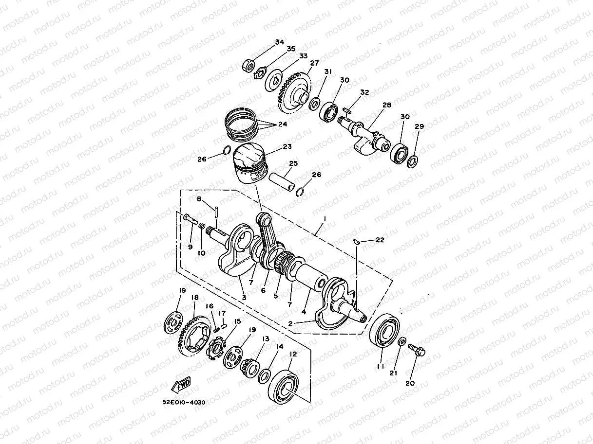 Crankshiyaft. Piston