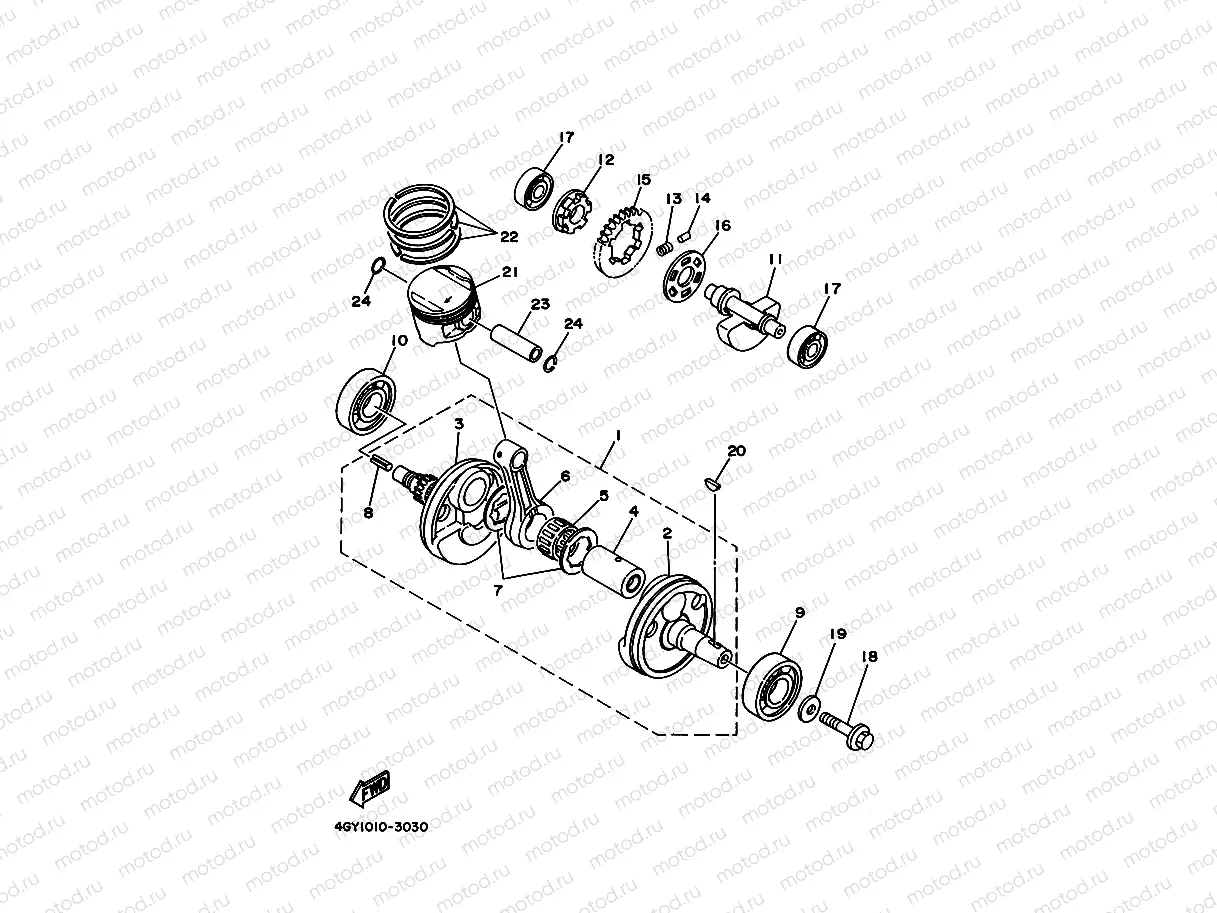Crankshiyaft. Piston