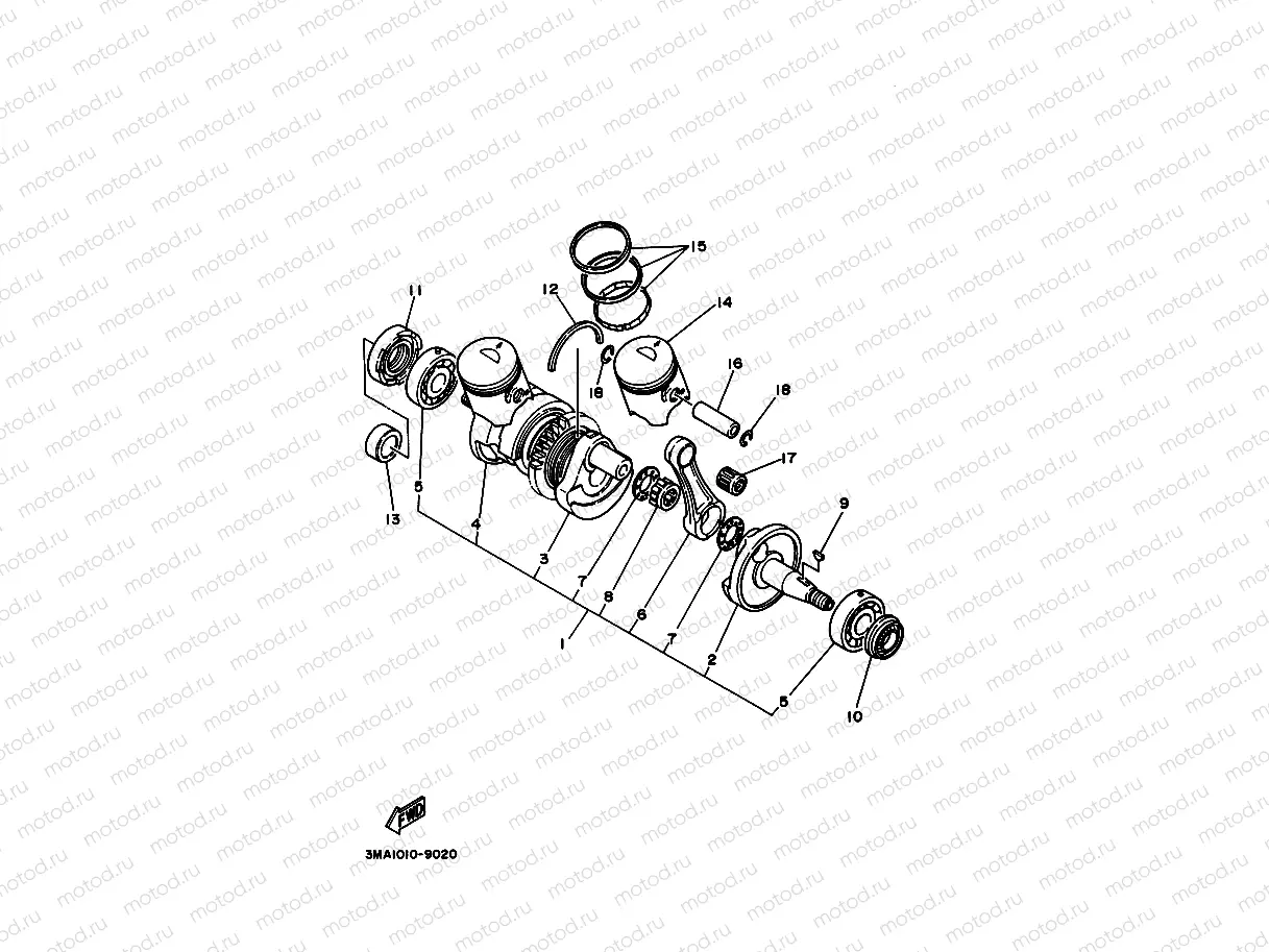 Crankshiyaft. Piston