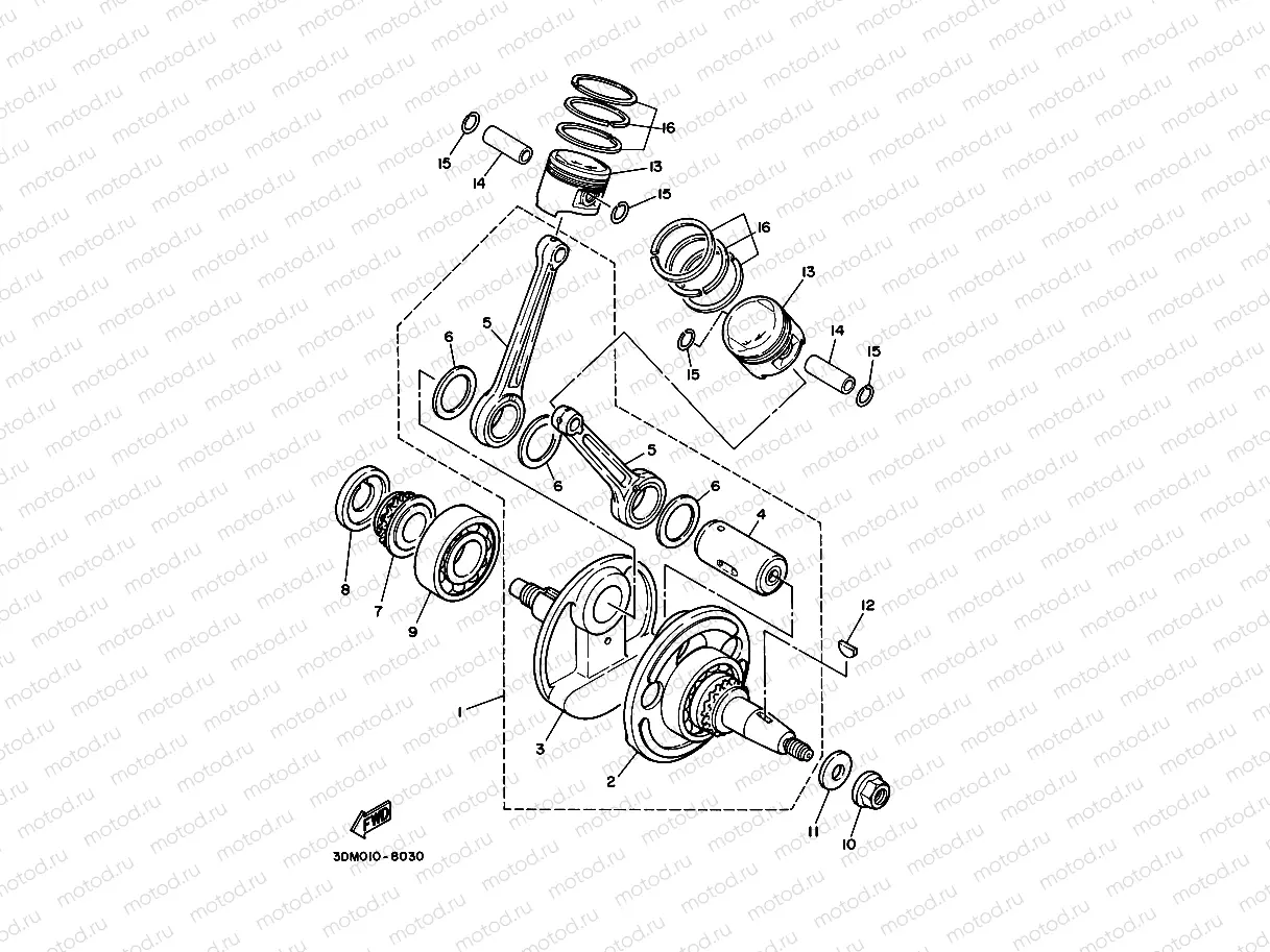 Crankshiyaft. Piston