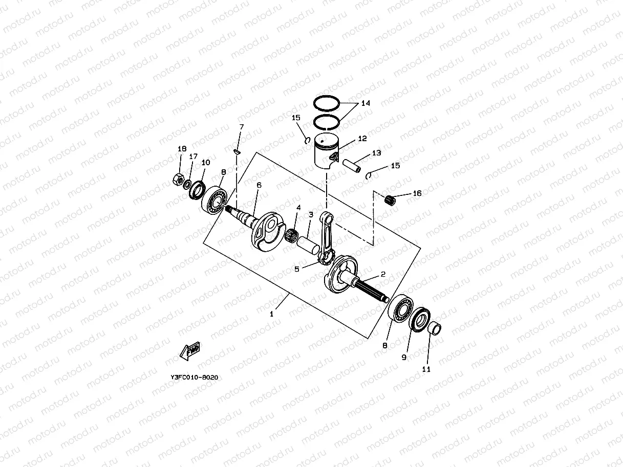 Crankshiyaft. Piston