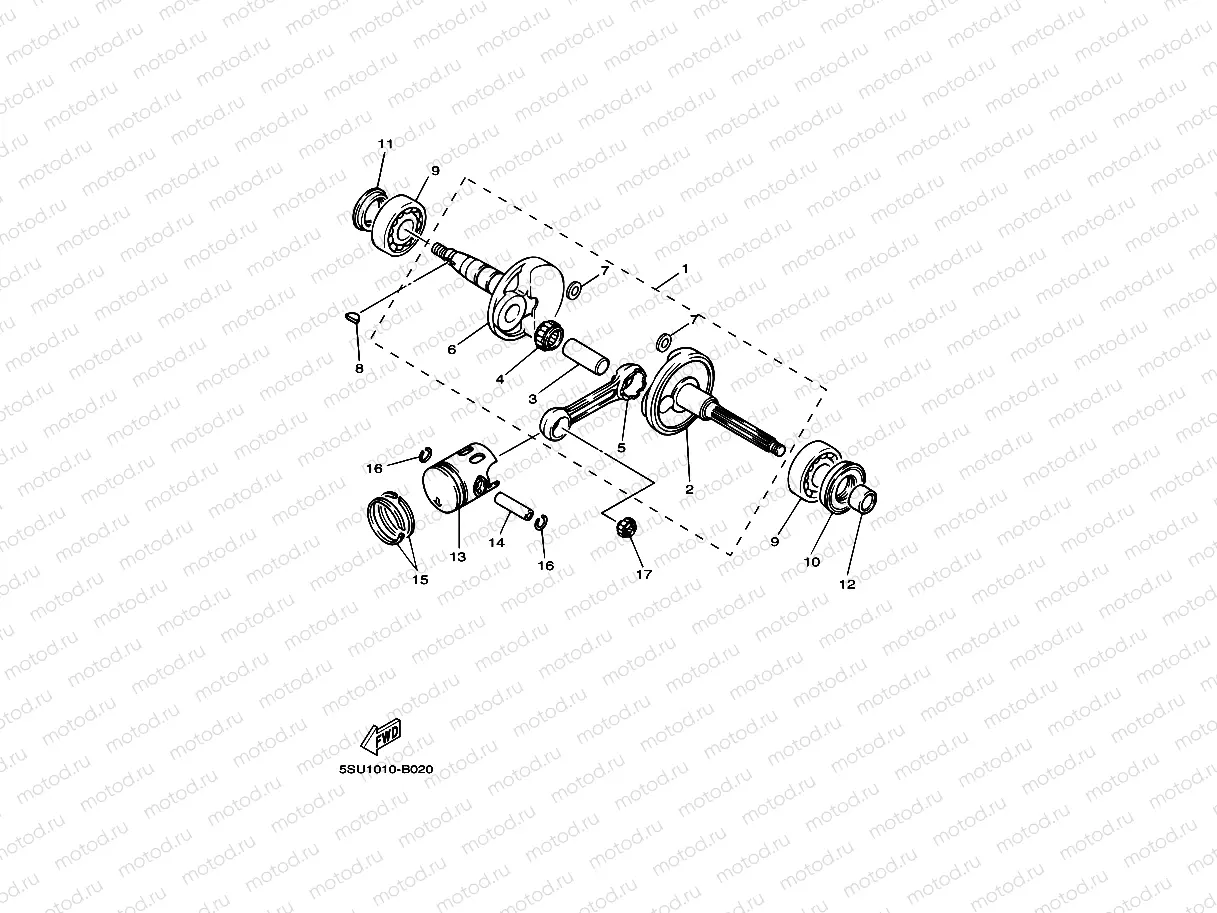 Crankshiyaft. Piston
