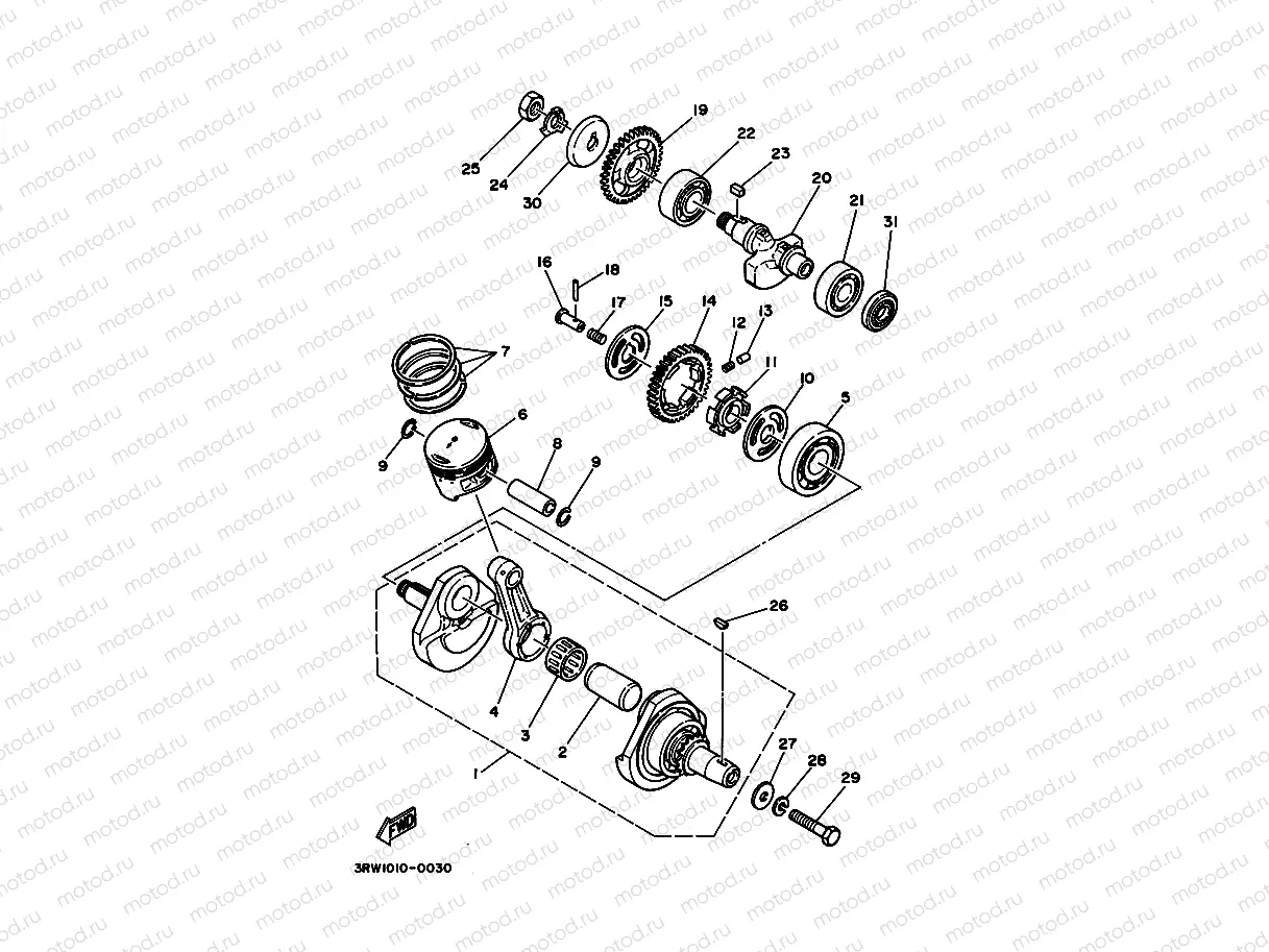 Crankshiyaft. Piston