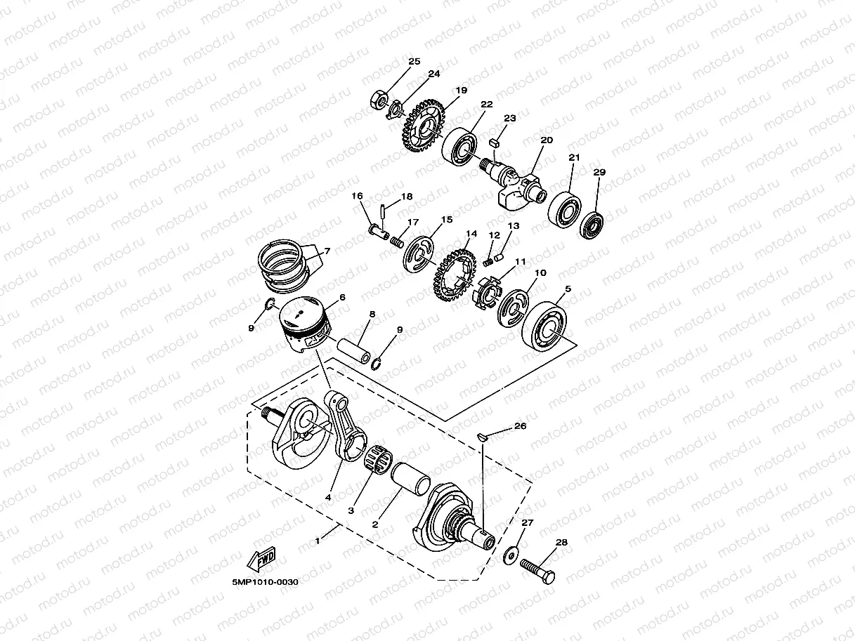 Crankshiyaft. Piston