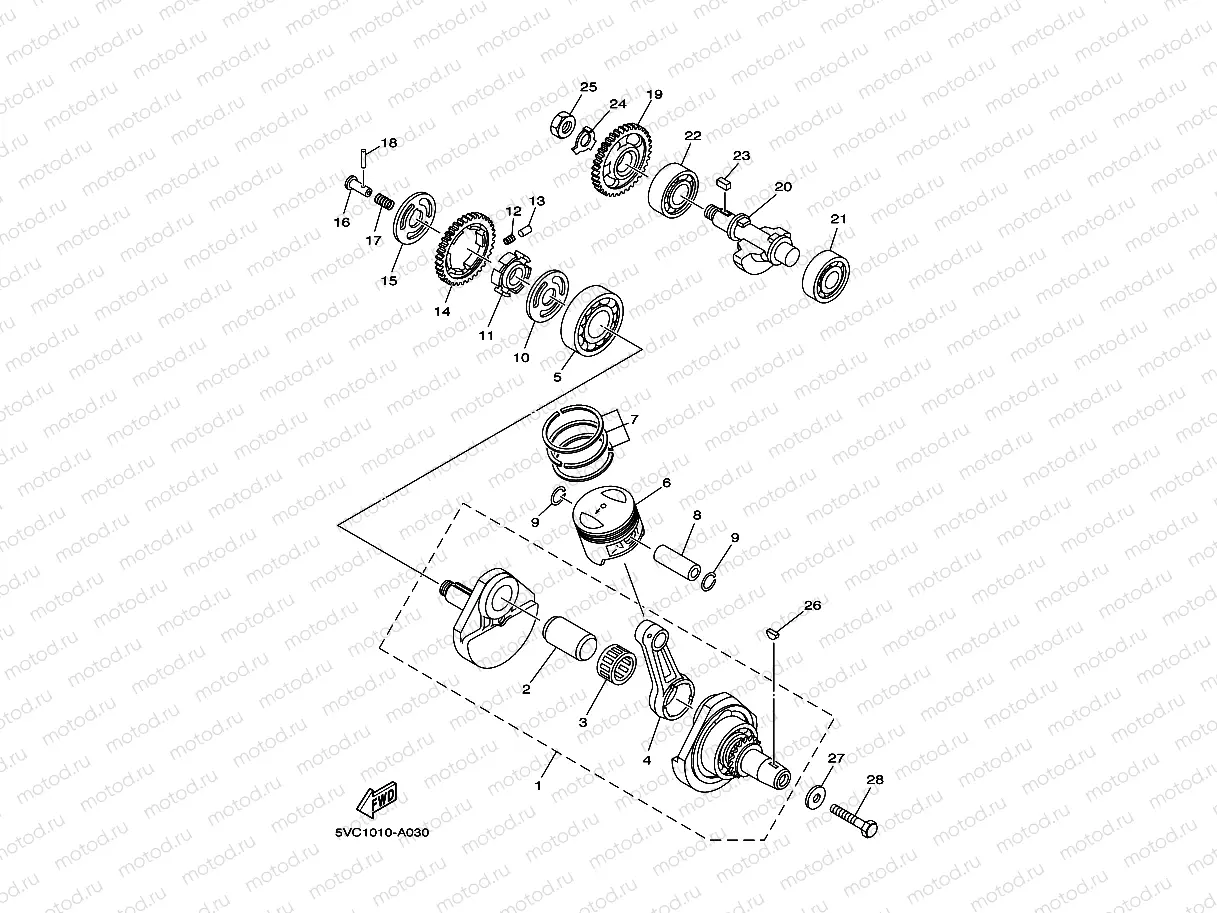 Crankshiyaft. Piston