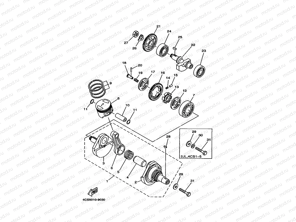 Crankshiyaft. Piston