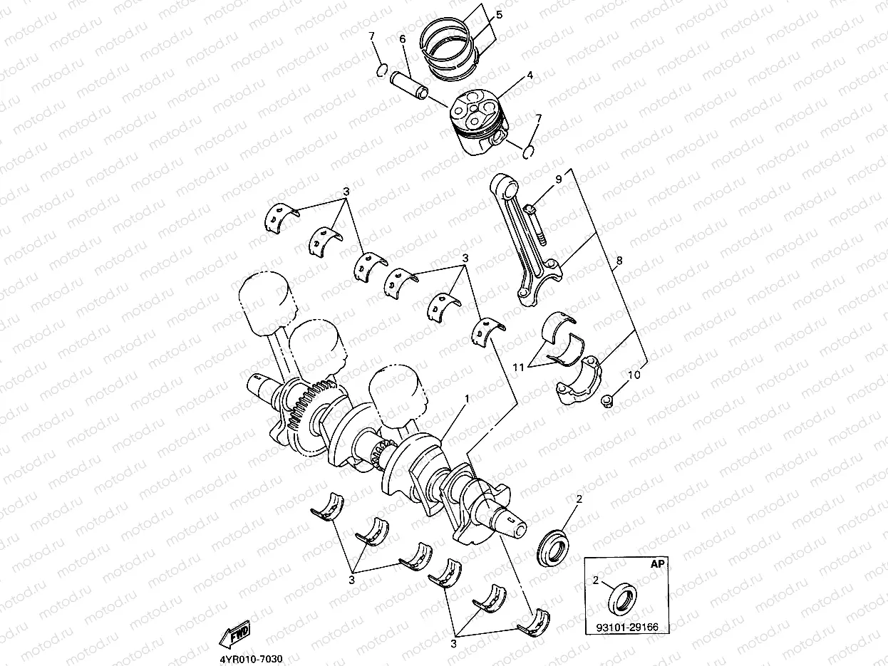 Crankshiyaft. Piston
