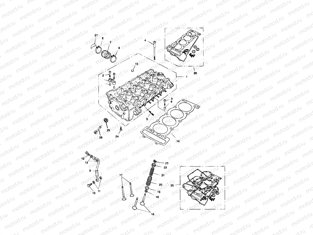 Cylinder Head and Valves 4 Cylinder Black