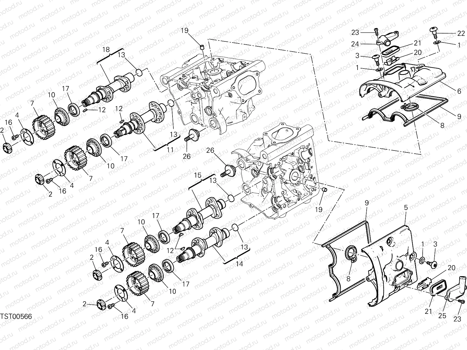 CYLINDER HEAD : TIMING SYSTEM [MOD:M 1200S]