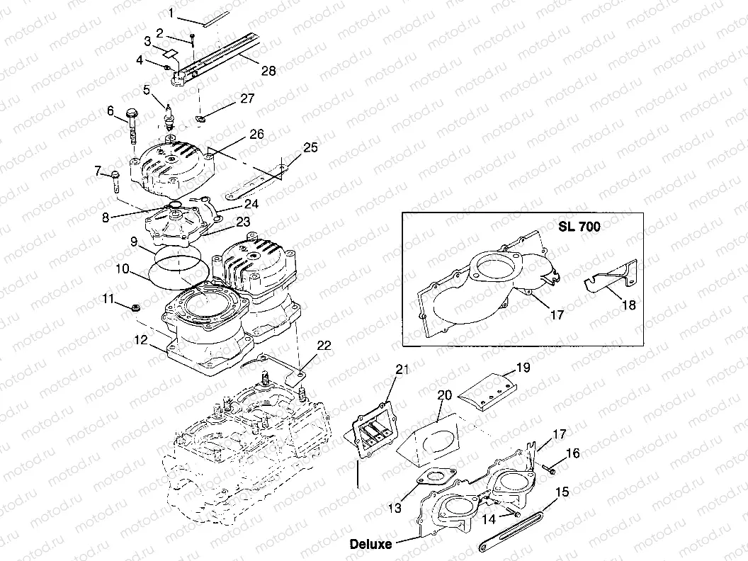 CYLINDER & MANIFOLD SL 700 B974071 | CYLINDER & MANIFOLD SL 700 B974071, Intl. SL 700 I974071, SL 700 Deluxe B97 (4940874087C005)