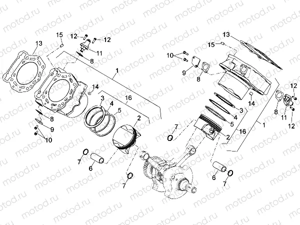 Cylinder with piston