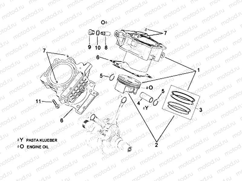 Cylinder with piston
