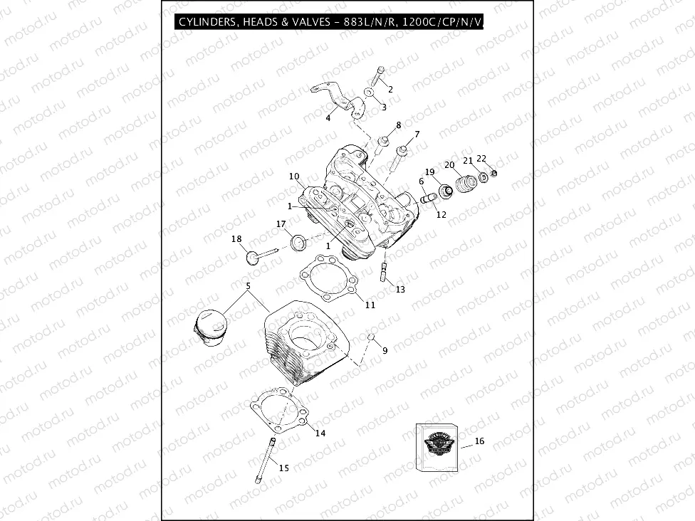 CYLINDERS, HEADS & VALVES - 883L/N/R, 1200C/CP/N/V/X