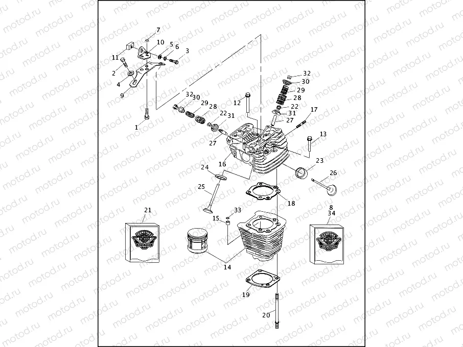 CYLINDERS, HEADS & VALVES - VÂ²â¢ - REAR SHOWN (1 OF 2)