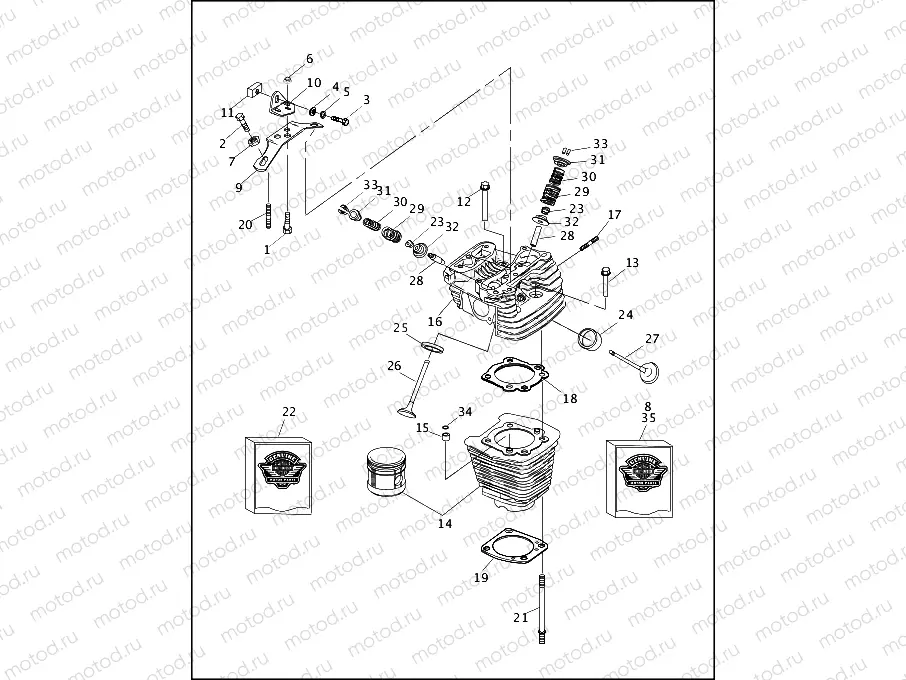 CYLINDERS, HEADS & VALVES V2â¢ - REAR SHOWN (1 OF 2)