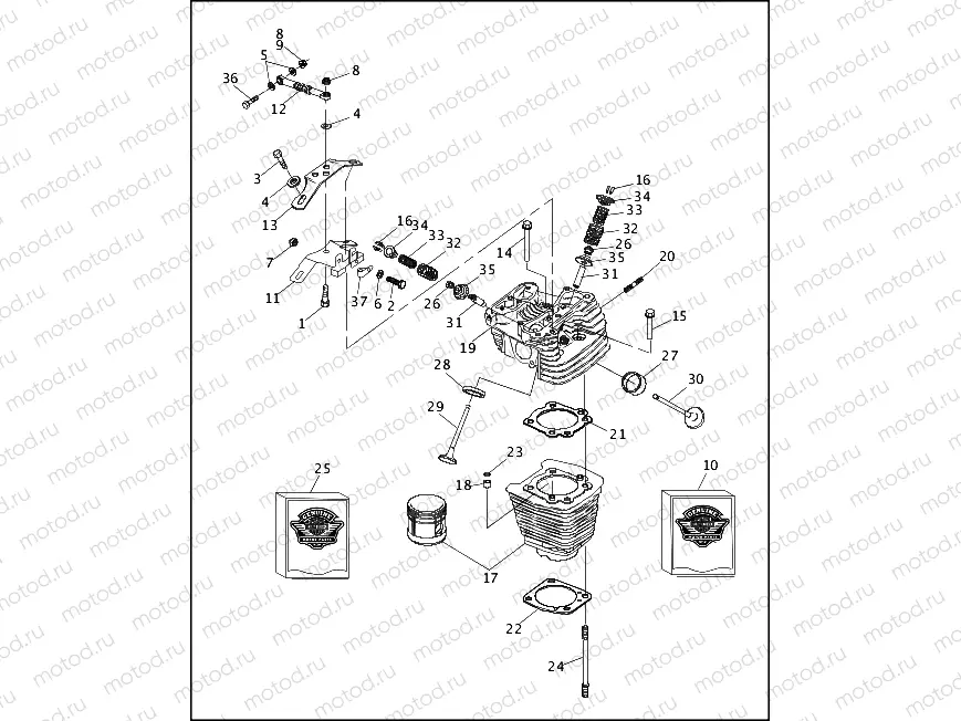 CYLINDERS, HEADS & VALVES V2â¢ - REAR SHOWN (1 OF 2)