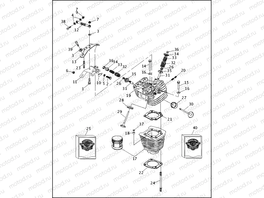 CYLINDERS, VALVES & HEADS V2â¢ - REAR SHOWN (1 OF 2)