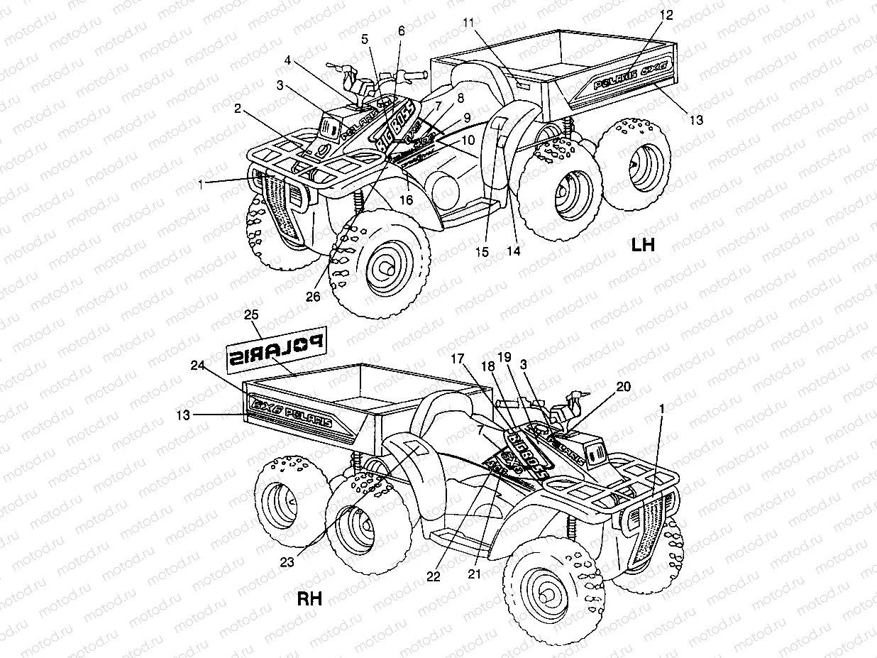 DECALS 6X6 400L - W968740 and  6X6 400L Norwegian - N968740 (4935963596A009) | DECALS 6X6 400L - W968740 and  6X6 400L Norwegian - N968740 (4935963596A009)