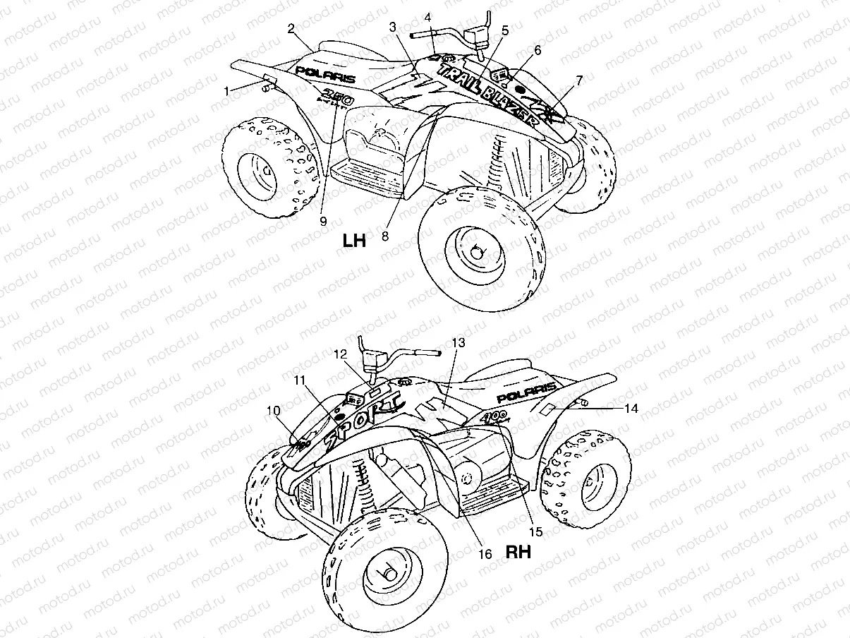 DECALS Sport 400L W97BA38C and Trail Blazer W97BA25C (4940124012A012) | DECALS Sport 400L W97BA38C and Trail Blazer W97BA25C (4940124012A012)