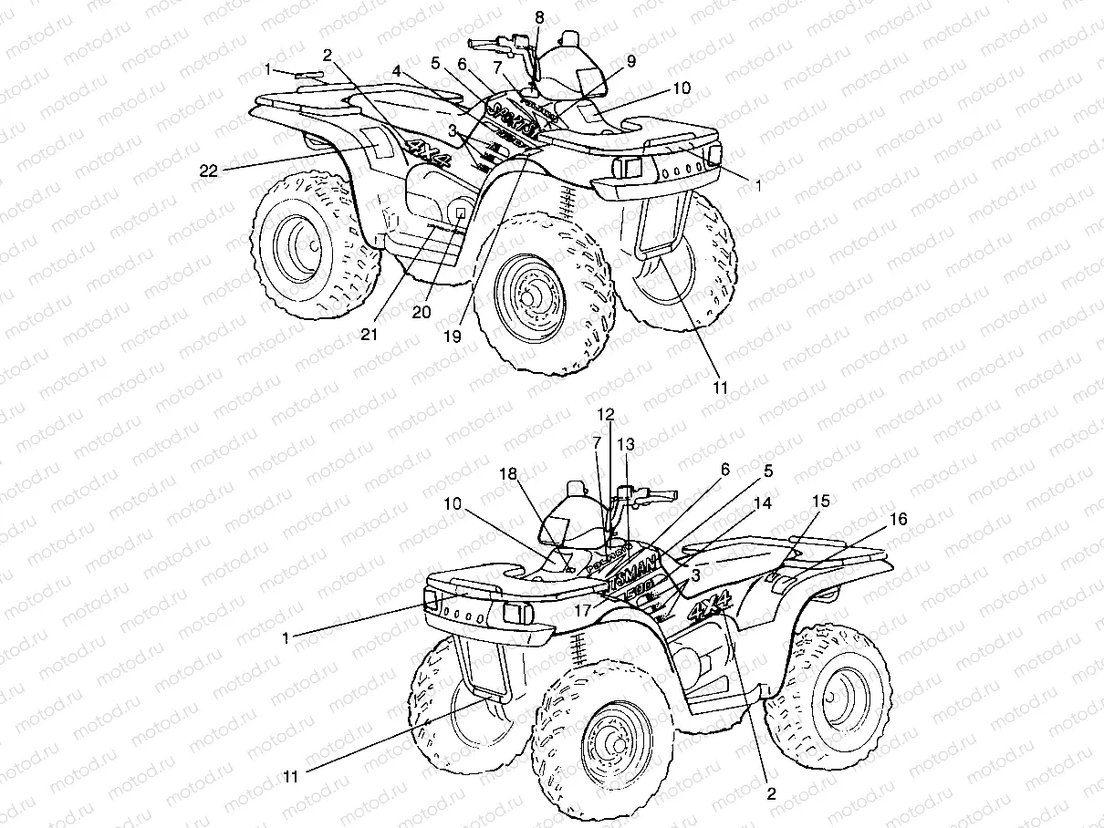 DECALS SPORTSMAN 500 W969244 and SWEDISH SPORTSMAN 500 S969244 (4936093609A009) | DECALS SPORTSMAN 500 W969244 and SWEDISH SPORTSMAN 500 S969244 (4936093609A009)